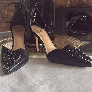 Vince Camuto Black Embellished Stiletto Heels